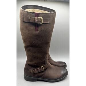 UGG Thomsen Tall Riding Boots Stout Brown Suede Waterproof Size 38.5 US 7.5